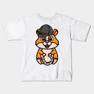 Funny hamster is ready to ride a horse Kids T-Shirt